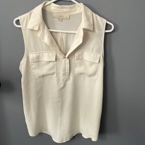 Loft cream sleeveless shirt